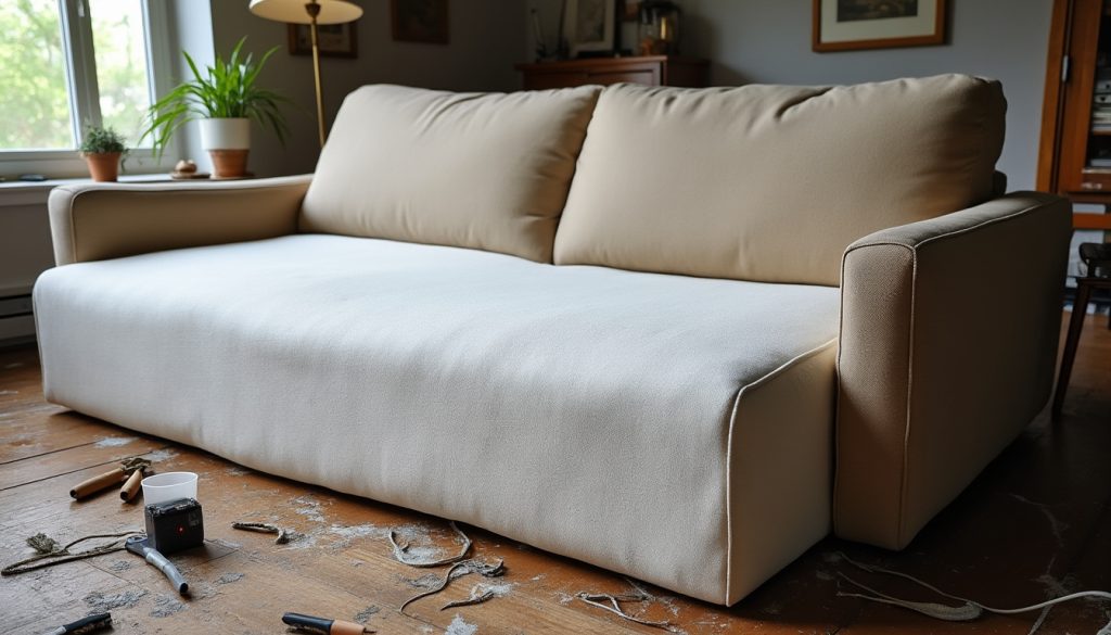 découvrez comment rembourrer un canapé affaissé grâce à nos conseils pratiques sur les mousses, les sangles et les différentes étapes pour restaurer le confort de votre mobilier.