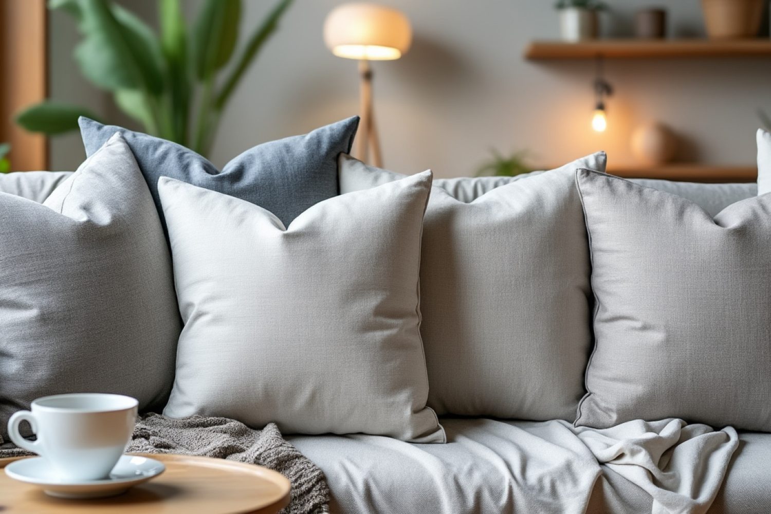 Quel coussin pour un canapé gris clair : couleurs, matières et styles