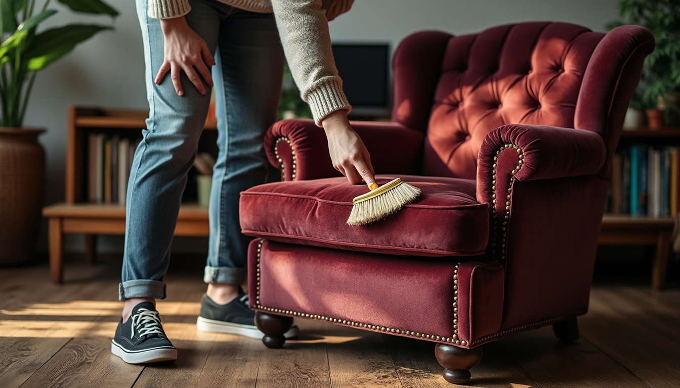 découvrez nos astuces efficaces pour nettoyer un fauteuil en velours sans l'abîmer et conserver son éclat et sa douceur.