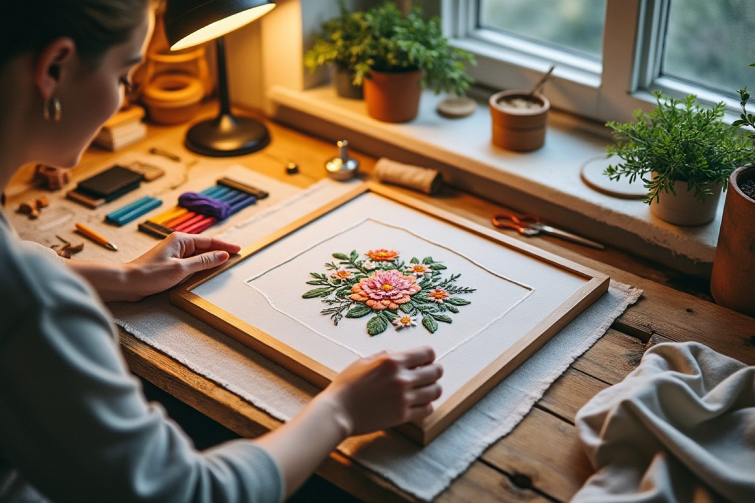 Comment encadrer une broderie : montage, tension et choix du cadre